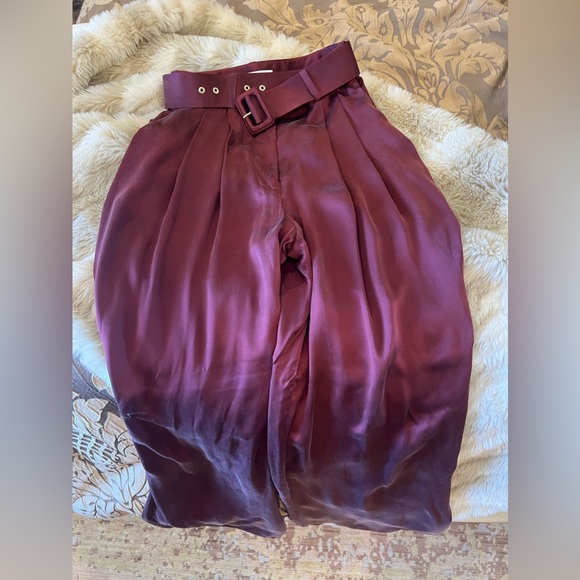 Zimmermann Wonderland Set Silk Blouse and Wide Leg Trousers - Burgundy - Picture 8 of 12